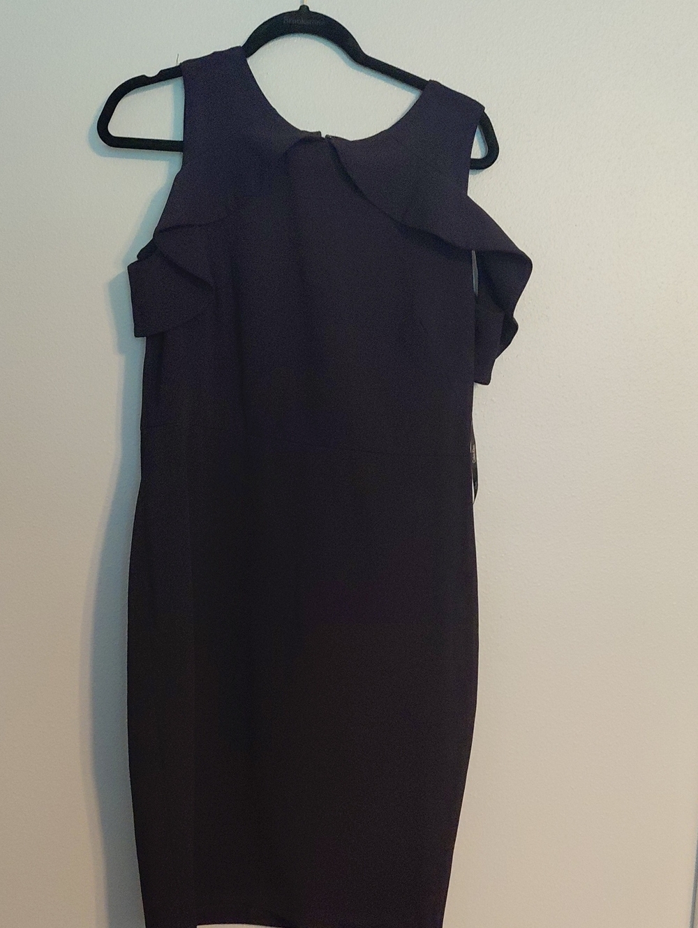 Calvin Klein Black Ruffle-Shoulder Midi Dress